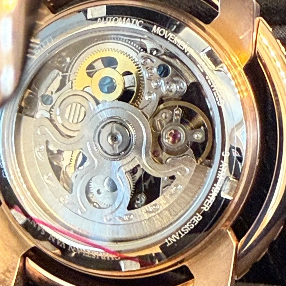 Christian Van Sant CV0743 Montego Skeleton Automatic Watch Rose Gold Blue Bezel